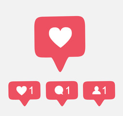 Pink like follower comment icon button insta counter vector notification instagram download