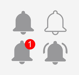 bell youtube icon set. bell youtube ui. notification youtube