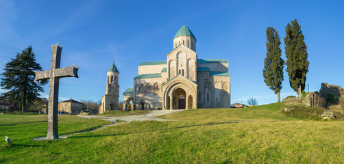 Fototapeta na wymiar Panoramic View of the Bagrati Cathedral of Kutaisi, Georgia