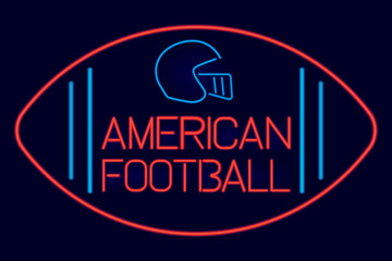 Vector american football text design with neon style isolated on dark background.