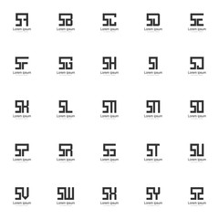 Initial letter logo set. Minimal letter logo template design