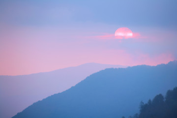 Sunset in the Smoky Mountains National Park, Tennessee, USA