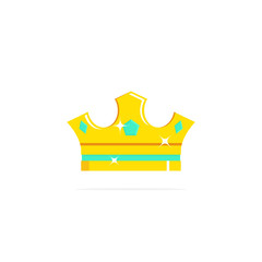 Vector illustration of a gold crown with precious stones isolated on white background.