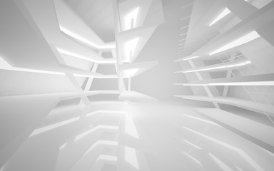 Abstract white interior of the future. 3D illustration and rendering