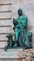 Fragment of a bronze fountain called The Hunt of King Mathias in Budapest