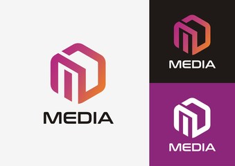 Initial letter MD logo concept with hexagonal shape