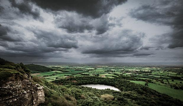Dark rain clouds over the Vale of York