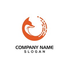 Fox and technology accent for technology logo template with vector file.