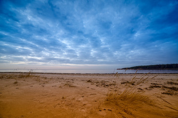 empty sea beach with sand dunes