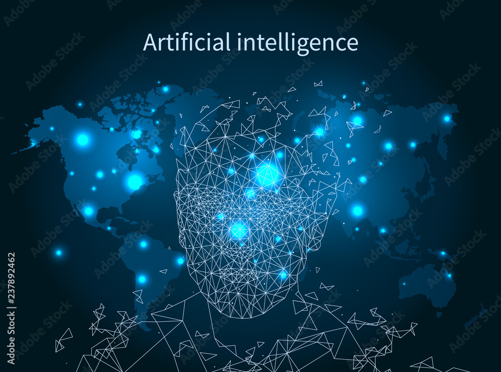 Poster artificial intelligence map network poster vector