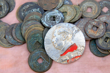 Obraz na płótnie Canvas Badge and metal currency