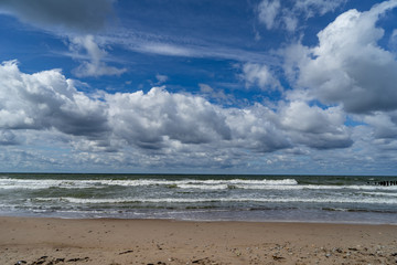 Fototapeta na wymiar empty sea beach with sand dunes