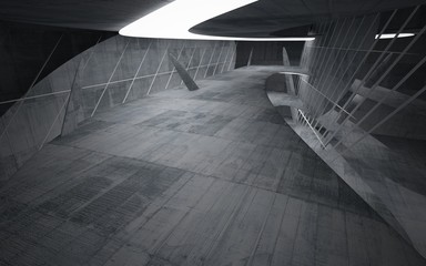 Obraz premium Empty dark abstract concrete room smooth interior. Architectural background. Night view of the illuminated. 3D illustration and rendering