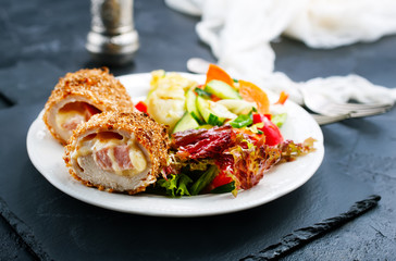homemade meat cutlet cordon bleu