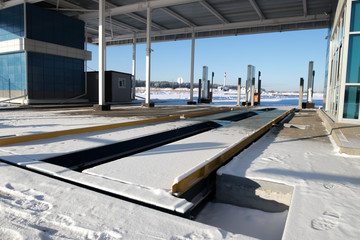 Station weighing trucks in the factory.