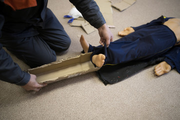 Natural lighting and shadow of blur rescue CPR TRAINING for safe life of people on street. safe people