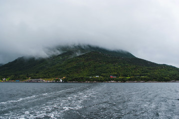 landscape with lake and mountains