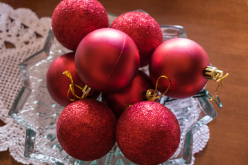 Red Christmas balls to decorate the tree