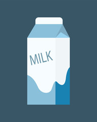 Milk in Carton Square Pack Vector in Cartoon Style
