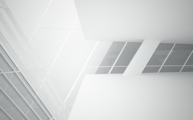 Abstract white interior of the future with glass. 3D illustration and rendering