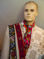 male mannequin with traditional latvian clothing