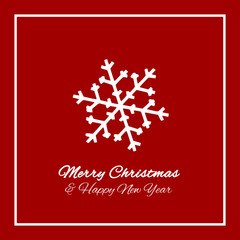 Snowflake Merry Christmas and Happy New Year red and white greeting card