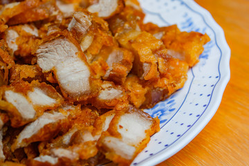 Deep fried crispy pork belly at home.