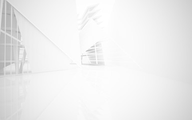 Abstract white interior of the future. 3D illustration and rendering