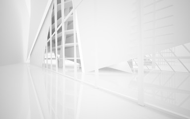 Fototapeta premium Abstract white interior of the future. 3D illustration and rendering