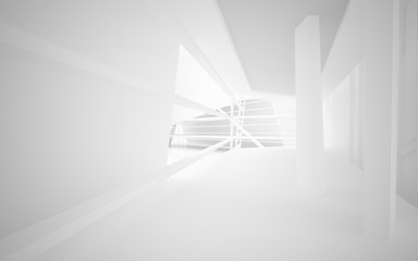 Abstract white interior of the future. 3D illustration and rendering