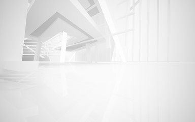 Abstract white interior of the future. 3D illustration and rendering