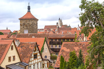 Obraz premium Roofs in the medieval town Rothenburg ob der Tauber