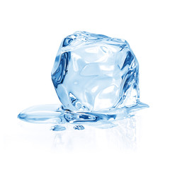 Melting ice cube on white background including clipping path