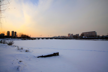 north China city architecture in the winter