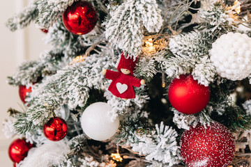 beautiful Christmas decorations and gifts under the Christmas tree