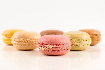 Macarons, Colorful Macarons, isolated on white background with reflections,centered