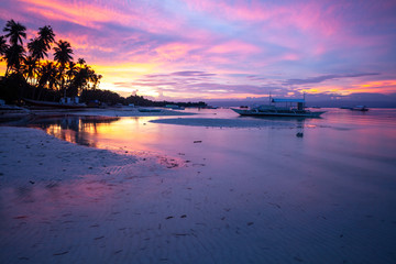 Stunning view of the sunset on the Philippine beach