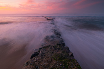 Fototapeta premium Sunset at Bidart's beach next to Biarritz, Basque Country.