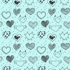 Seamless pattern with sketch hand drawn hearts. © Evgeniya M