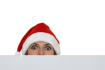 woman in Santa's hat