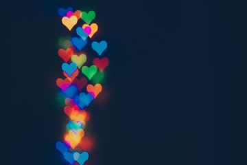 abstract colorful background lights with hearts