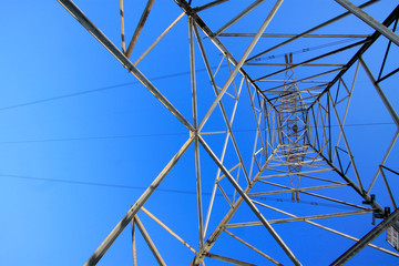 Electric power tower bottom view