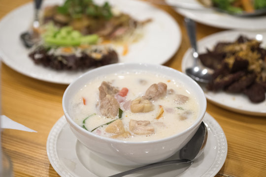Coconut milk soup with chicken or Thai chicken coconut soup