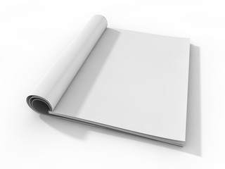 Blank page or notepad for mockup or simulations. 3D