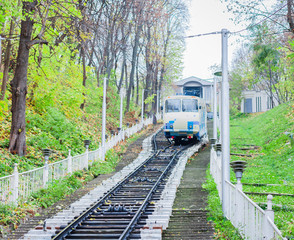 Naklejka premium Urban funicular in Kiev, Ukraine – popular public transport 
