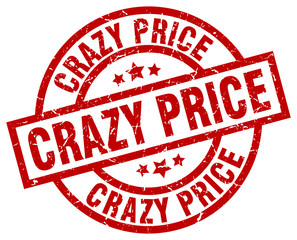 crazy price round red grunge stamp