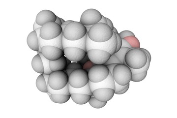 Molecular model of vitamin E, alpha-tocopherol. Scientific background. 3d illustration