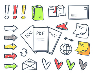Office Papers Pdf and Doc Txt Files Set Vector