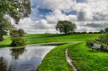 The Lancaster canal passing through rural countryside.