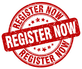 register now red grunge stamp